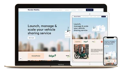 Wunder Mobility website on desktop, tablet and mobile device.