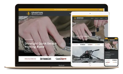 Spartan Precision Equipment website on desktop, tablet and mobile device.ment logo