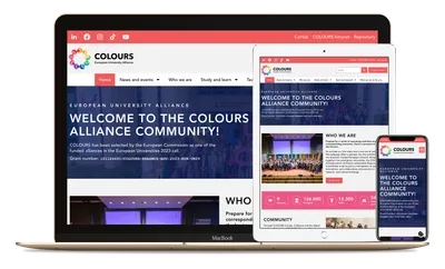 Colours Alliance website on desktop, tablet and mobile device.